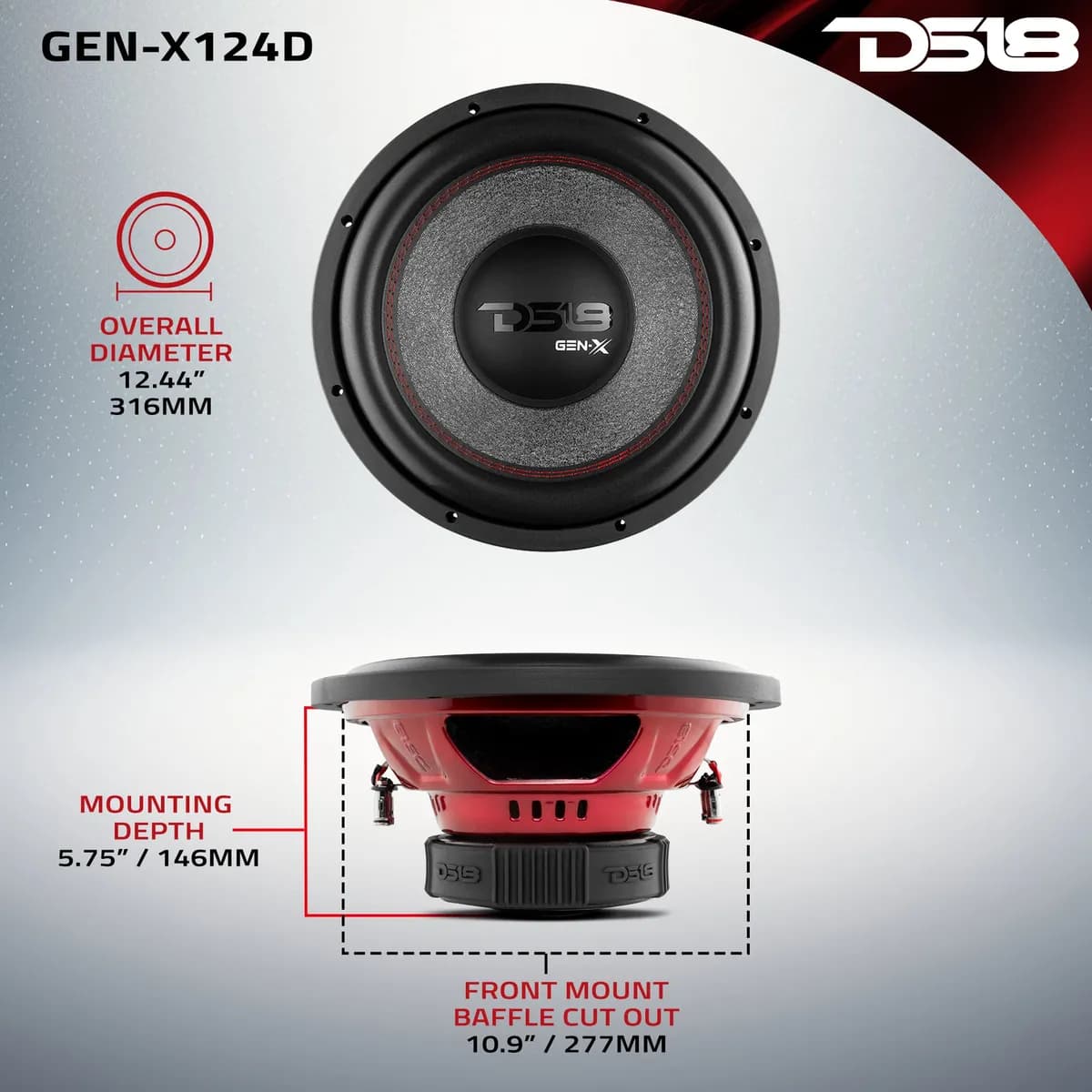 "GEN-X 12"" Subwoofer 450 Watts Rms DVC 4-Ohm"