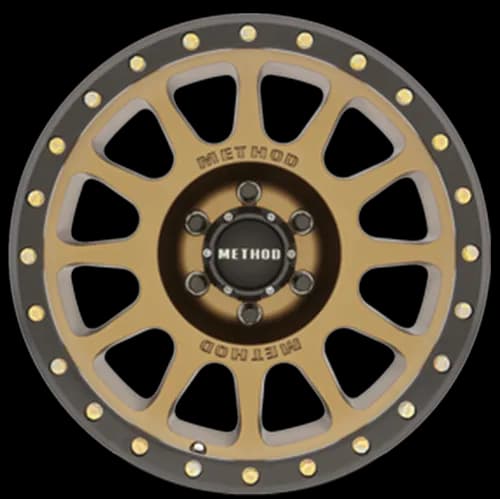 Aluminum Wheels 18x9 NV MR305 Bolt Pattern 6 On 139.7 Offset -12 Lip Size 1.46 Method Bronze BRZ Black Street Loc Method