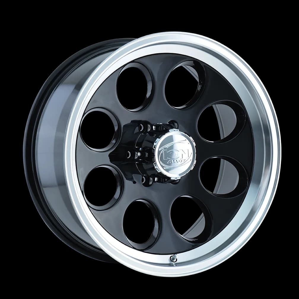 Cast Aluminum Wheels 171 BK 16x8 Machined Lip Black 5 On 139.7 Bolt Pattern -5 Offset ION Wheels