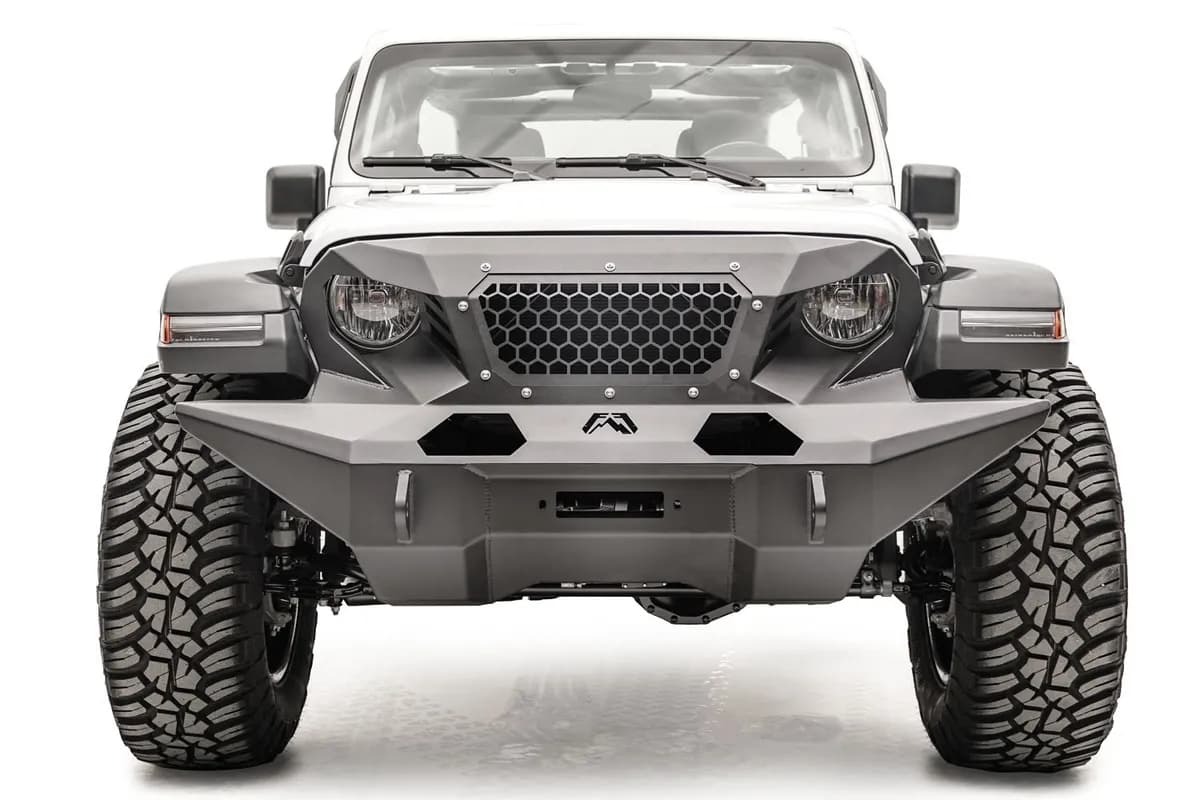 Full Width Grumper; 20 In. Light Bar w/Optional Insert; 11 gauge Steel Construction; 2 Stage Matte Black Powder Coat;