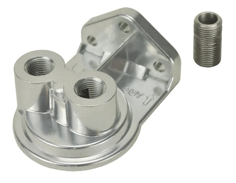 Derale 25044 Single Ports Up 1/4 NPT Remote Filter Mount with 3/4-16 Filter Threads
