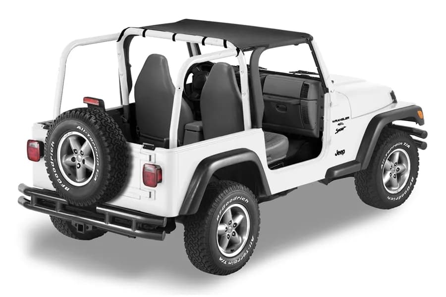 Jeep Bikini Top Header Targa Bikini Tops For Jeep 1997-2002 Wrangler TJ Black Denim Fabric Bestop