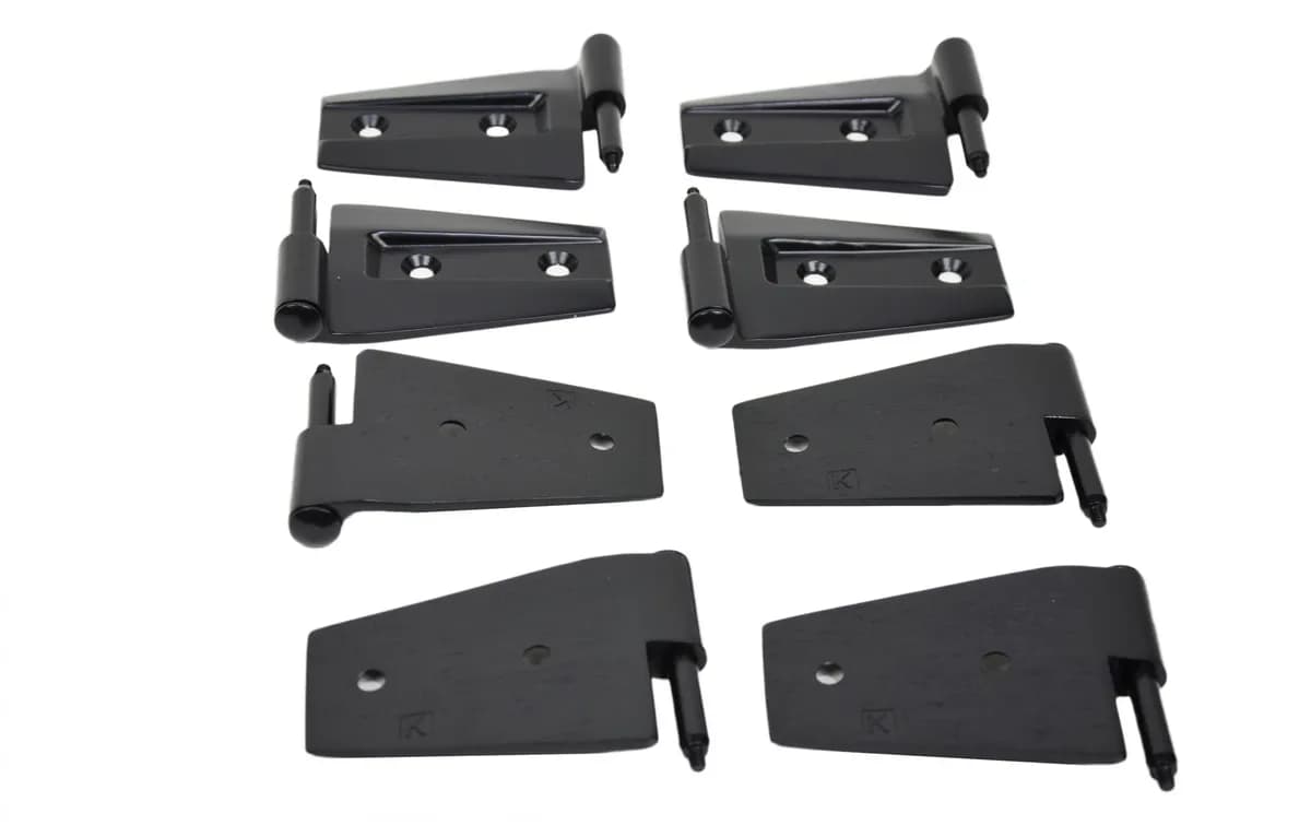 Jeep JK Door Hinge Set 8 Pieces 4 Door 07-18 Wrangler JK Powdercoat Black Kentrol