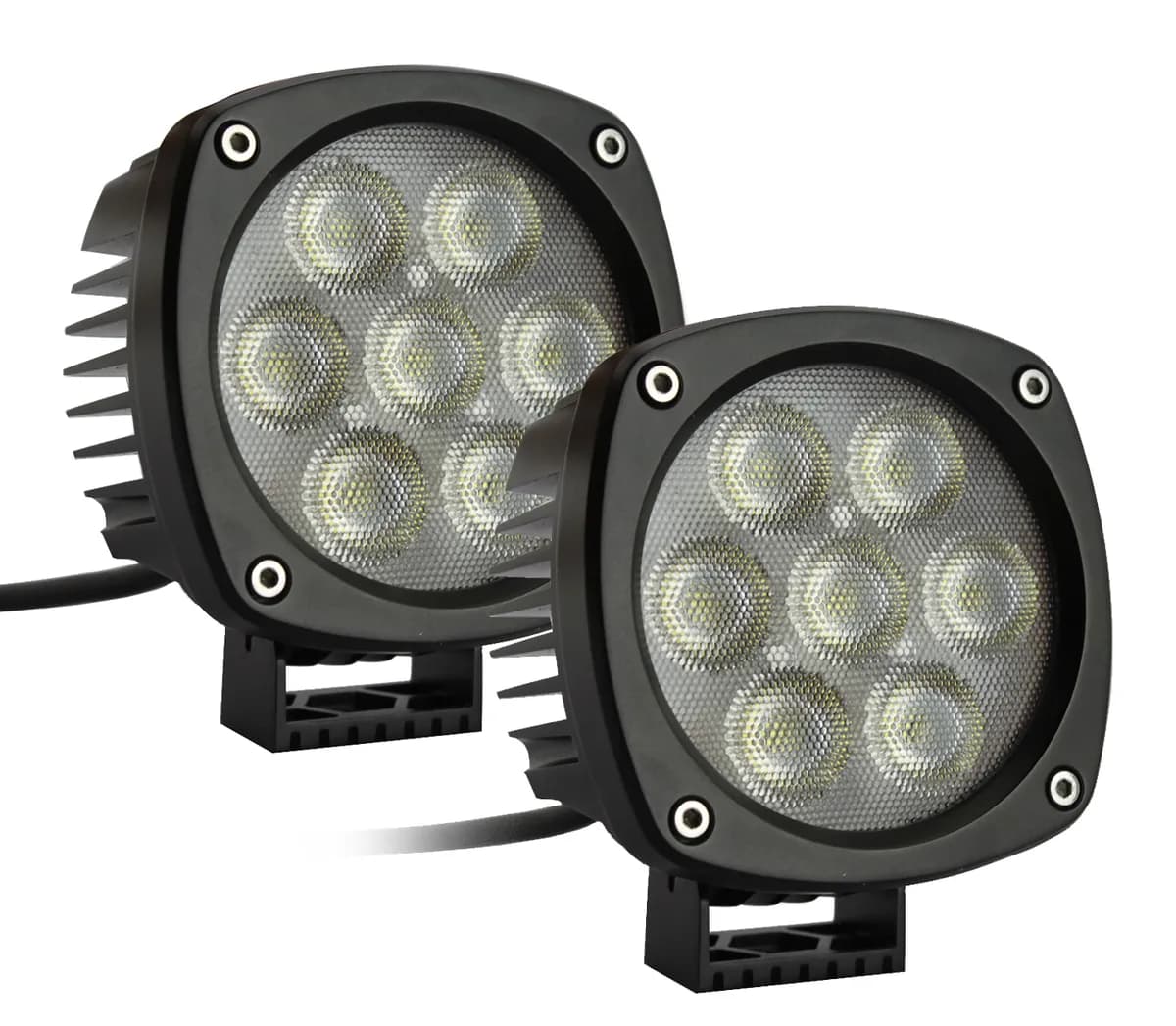 Professional Grade HD Series 4.3in Round LED Spot Light (Pair) with Dual Output Harness included