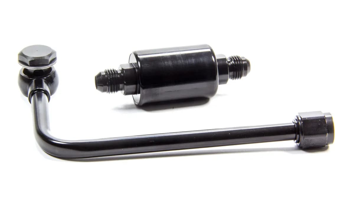 Fuel Line Kit, For Performer and Thunder Series carburetors Single Feed, With Filter, -6 AN Male Inlet, Black