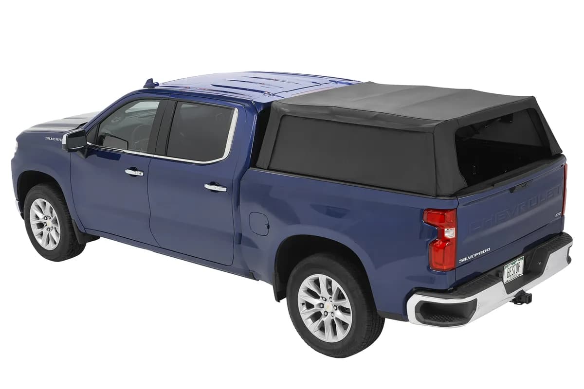 Supertop Truck Bed Cap 2 For Chevy/GMC 2019-2024 Silverado/Sierra 1500 5.8 Foot Black Diamond PVC Coated Sailcloth No Drill Bestop