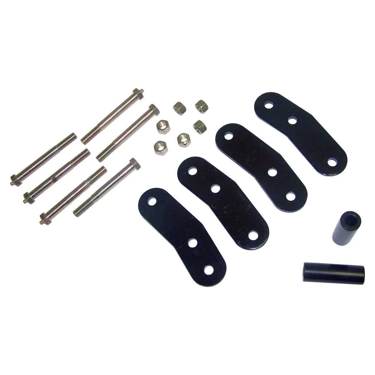 1976-1983 CJ-5 (Rear Only);1976-1986 CJ-7 (Rear Only);1981-1986 CJ-8 (Rear Only);1987-1995 YJ Wrangler (Front or Rear);Shackle Kit Less Bushings; Provides 3/4" of Lift; 5-1/2" From Bolt Hole To Bolt Hole;Includes 4 Plates and Hardware