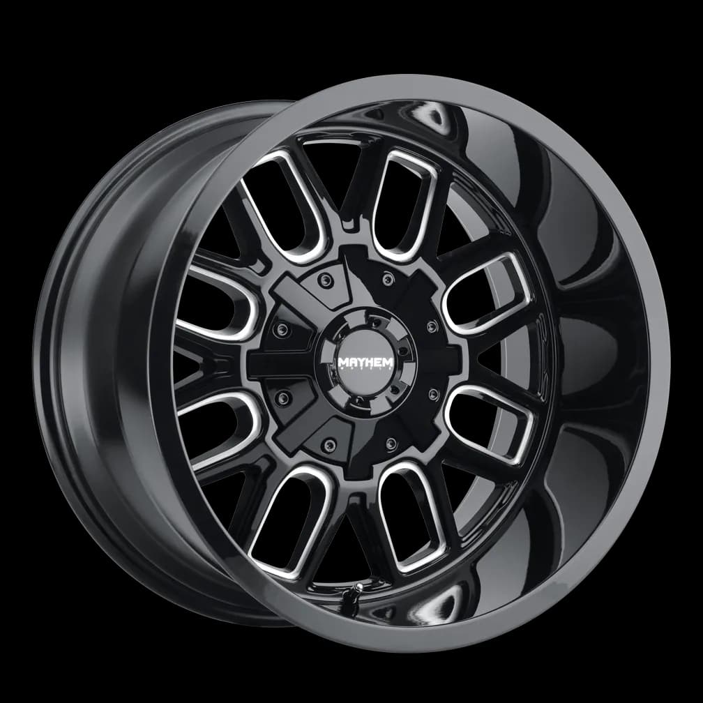 Mayhem Offroad Wheels Cogent 8107 GB 20x10 Milled Spokes Gloss Black -19 Off Set 6 Lug 4.75 BSM 106 Bore Cast Aluminum