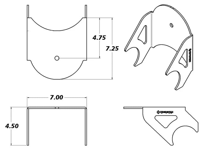Ridetech 90000431 Dropped lower weld-on air spring axle bracket, uncoated.
