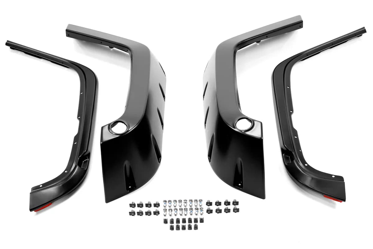 Bushwacker Factory Coverage Pocket Style Fender Flare Set Front Black - JK