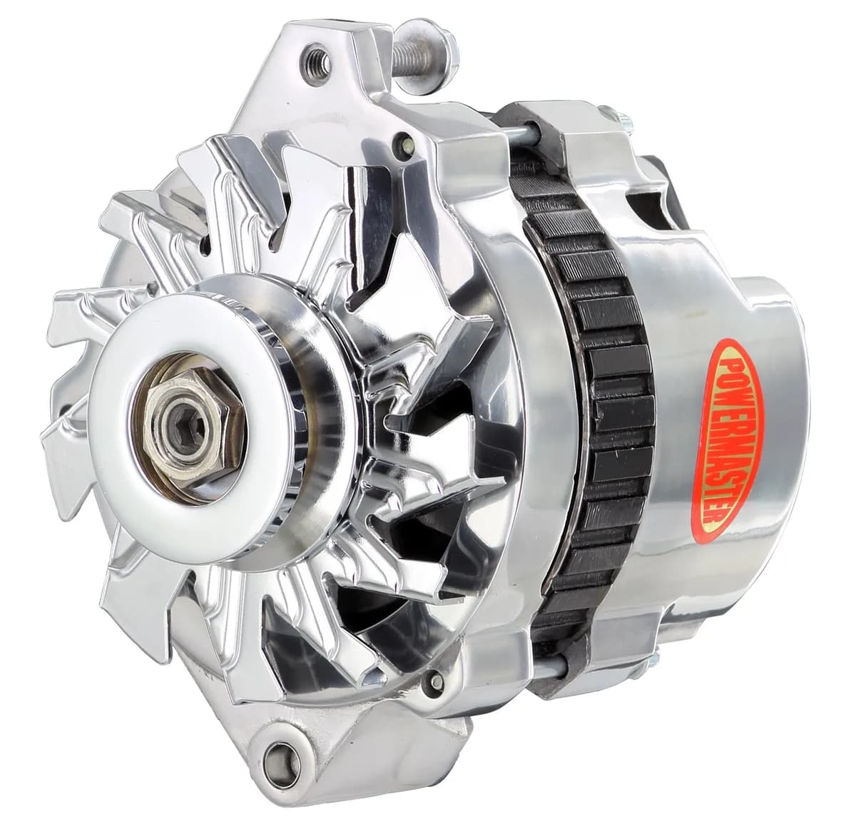 Alternator; CS130; Straight Mount; 6.14 in. Side Battery Post; 140 Amp; 95 Idle; 1 Groove V Type Pulley; Polished;