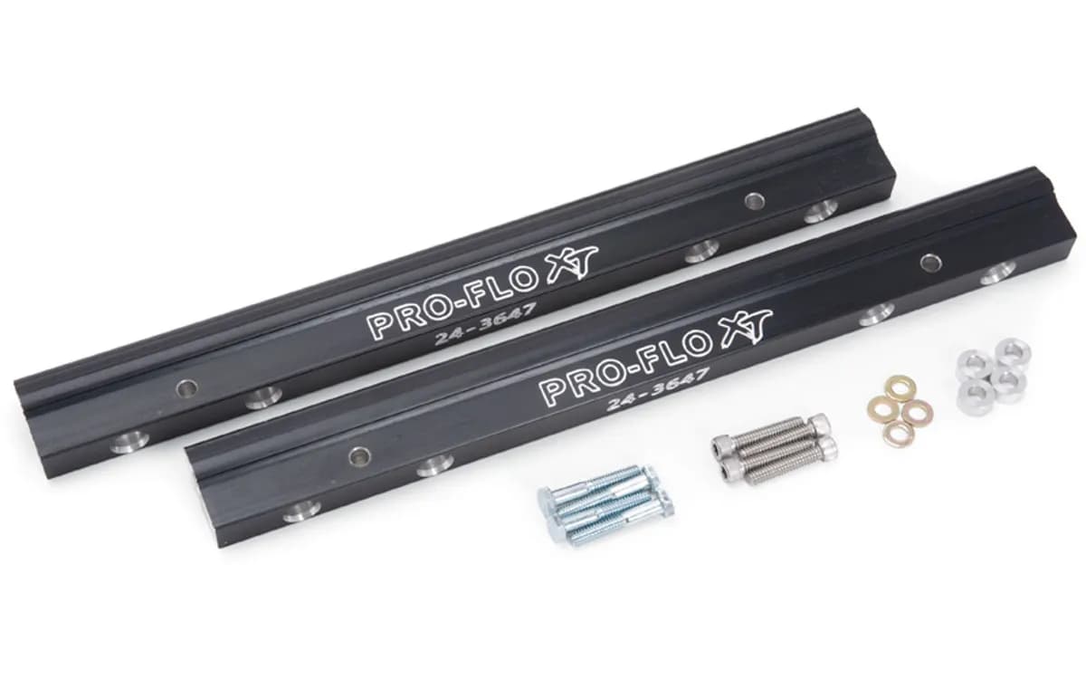 Edelbrock 3658 Fuel Rail Kit for Big-Block Chevy -6 AN in Black Finish