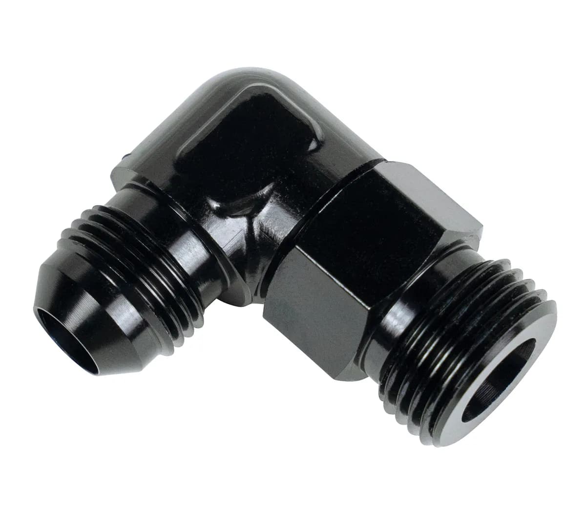 Aluminum Swivel Fitting 90° 7/8-14 UNF x -8AN Male