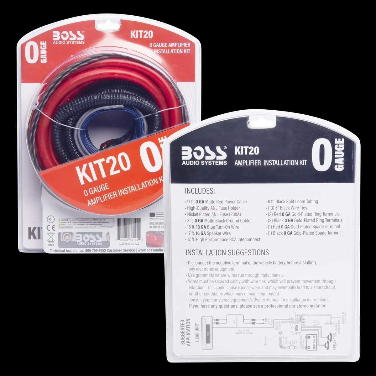 0 Gauge Amplifier Installation Kit W/High Performance Rca Interconnect Wire