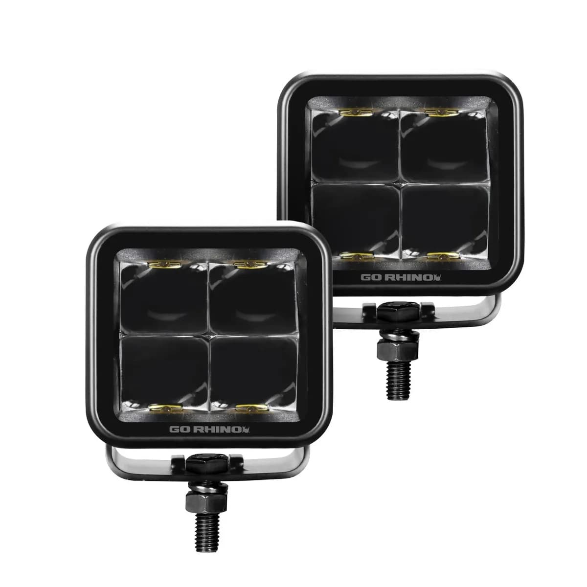 go Rhino 750200321scs Blackout Series - Cubeit 2x2 LED Cube Spot Lights, Pair