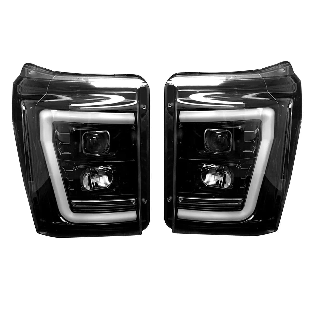Ford Superduty 11-16 F250f350f450f550 Projector Headlights w Ultra High Power Smooth White Oled DRL And High Power a