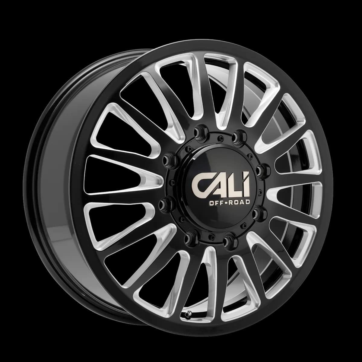 Dually Wheels Summit Dually 9110D GB 22x8.25 Milled Spokes Gloss Black 8 On 200 Bolt Pattern 115 Offset Cali Offroad Wheels