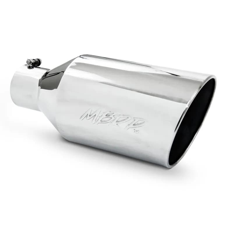 Armor Pro Exhaust Tip; 4 in. Inlet Diameter; 8 in. Outlet Diameter; 18 in. Length; Rolled End; T304 Stainless Steel; Mirror Polished;