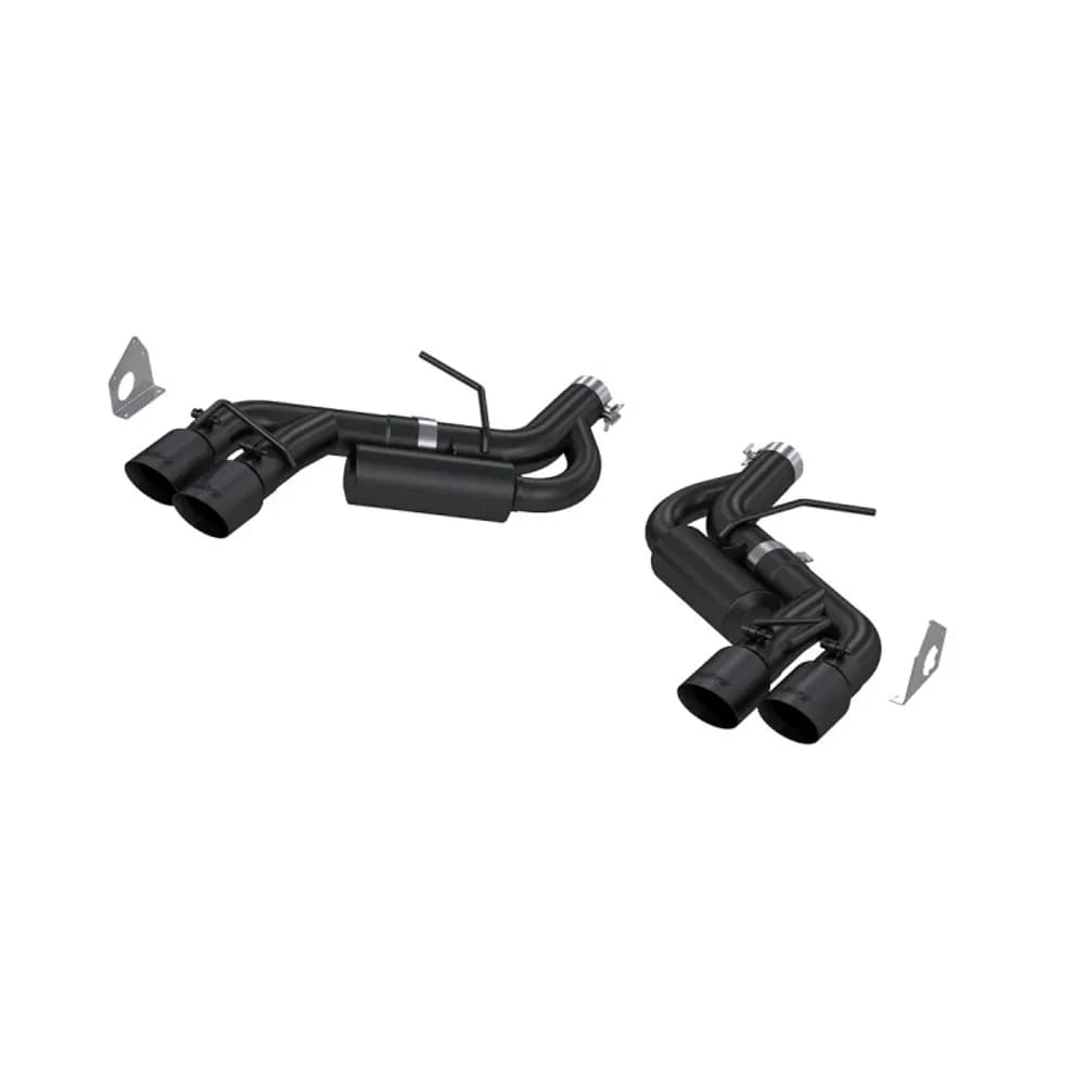 Armor BLK Axle Back Exhaust System; 3 in.; Incl. Ext. Pipe/Tailpipe/Hardware/Quad 4 in. Outlet Diameter Tips; Dual Split Rear Exit; Race Version; Black Coated;