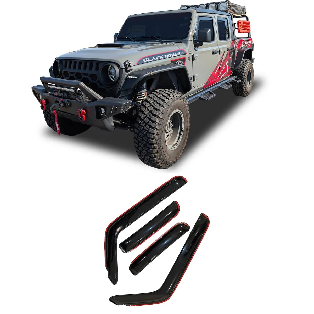 1824 Wrangler JL Rain Guards in Channel Smoke