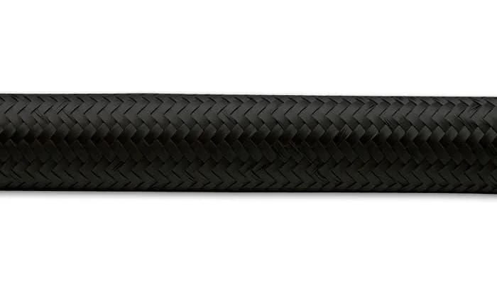 Nylon Braided Flex Hose; -12AN; 0.6875 in. Hose ID; 0.9375 in. Hose OD; 350 PSI Operating Pressure; 1400 PSI BP; 50ft. Roll; Black;
