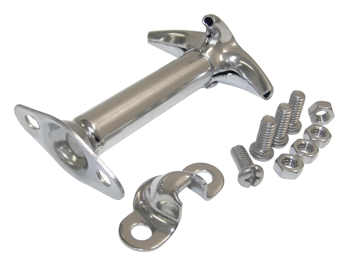 Hood Catch Kit 1941-1945 MB;1945-1949 CJ-2A;1948-1953 CJ-3A;1953-1968 CJ-3B;1955-1975 CJ-6;1955-1983 CJ-5;1976-1986 CJ-7;1981-1986 CJ-8;1987-1995 YJ Wrangler;