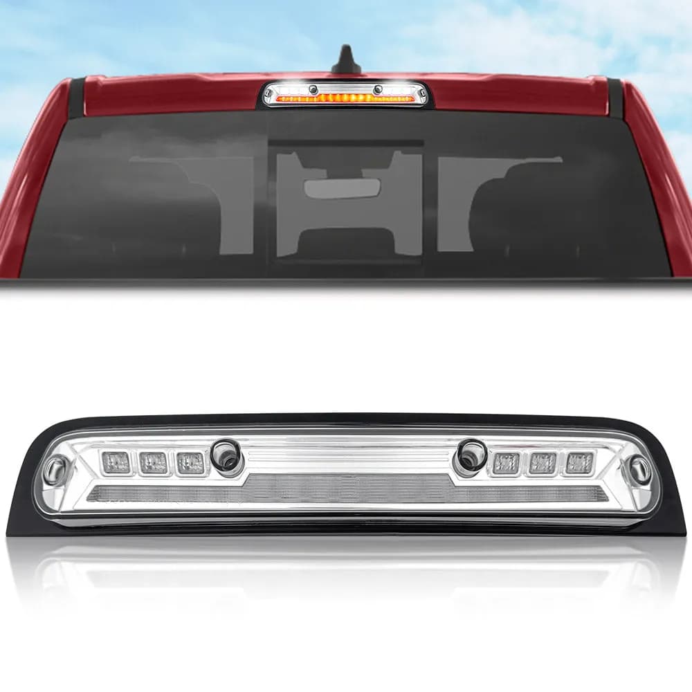 LED 3rd Brake Dodge 19-21 RAM 1500 And 19-21 RAM 2500 3500 - Ultra High Power Red LED 3rd Brake Light Kit w Ultra High Power Cree Xml White LED Cargo Lights - Clear Lens