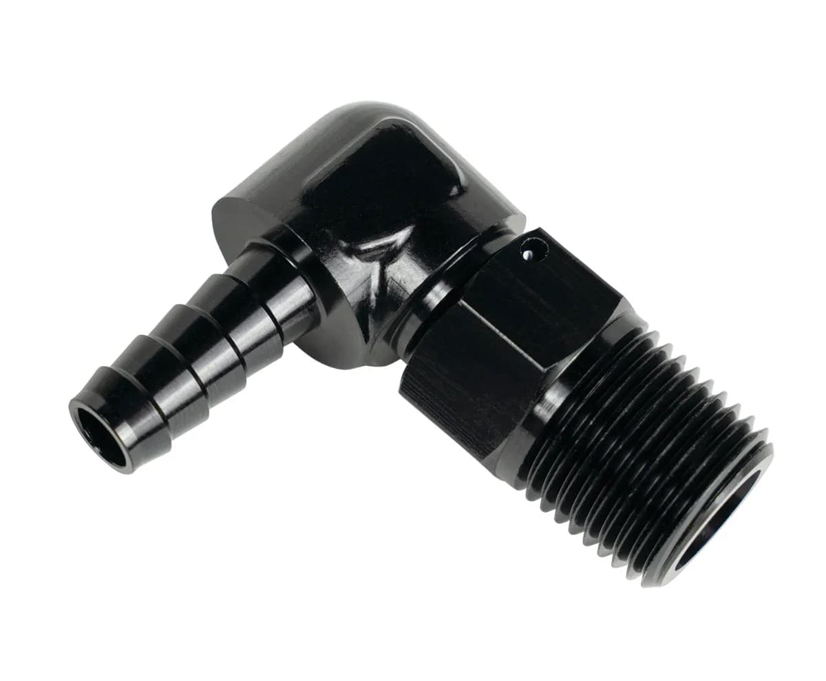 Aluminum Swivel Fitting 90° 7/8-14 UNF x 3/8 Barb