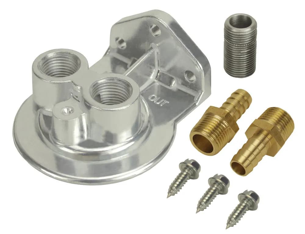 Derale 15728 Single Ports Up 1/2 NPT Filter Mount Kit with 13/16-16 Filter Thread