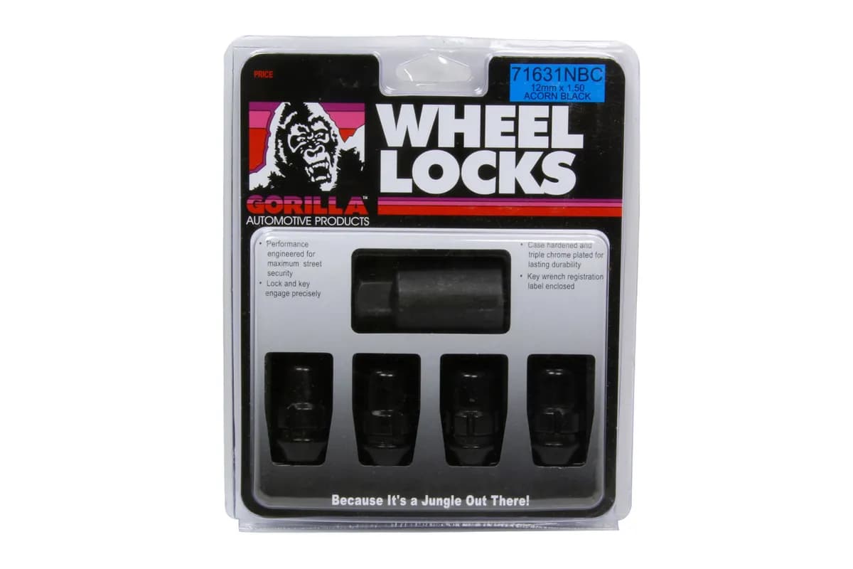 Original Gorilla Lock Set Acorn Bulge 13/16 Hex 12x1.50 Black Set of 4 71631NBC