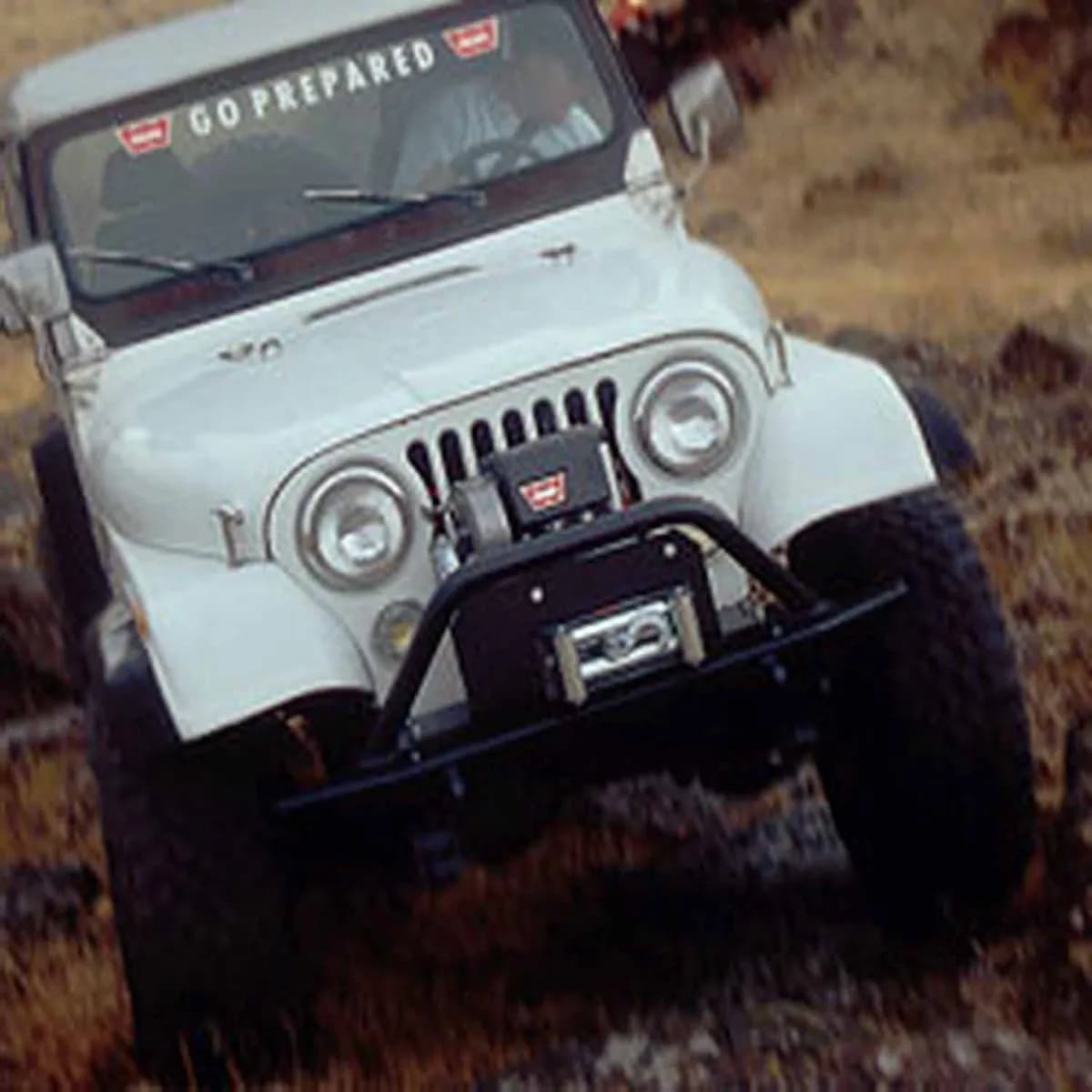 WARN - Winch mounting plate for use with M8274-50 Winch; Fixed Mount; Powder Coated; Black. Includes frame extension brackets for Jeep CJ vehicles with origi