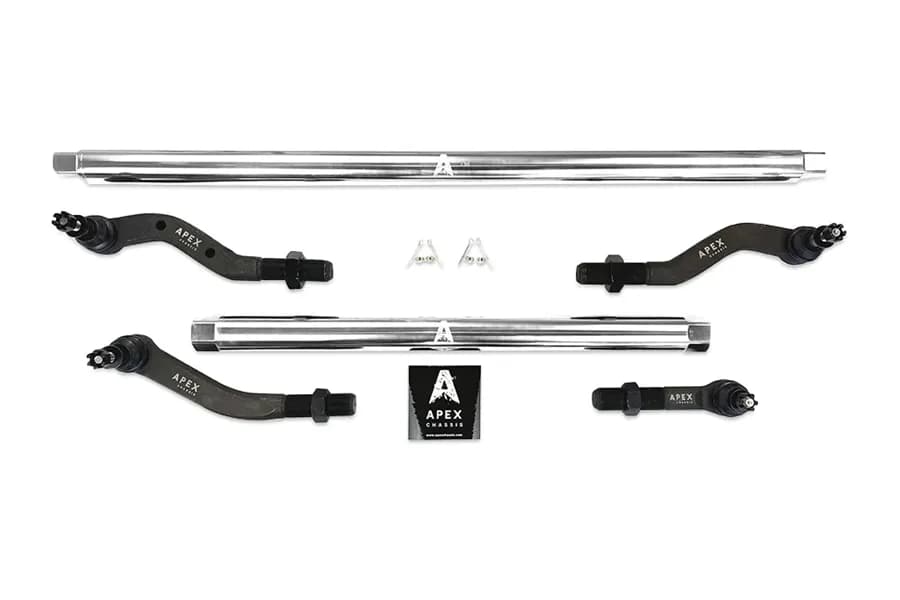Apex Chassis 2.5 Ton Front Tie Rod and Drag Link Kit (Polished) - JT/JL Non Rubicon