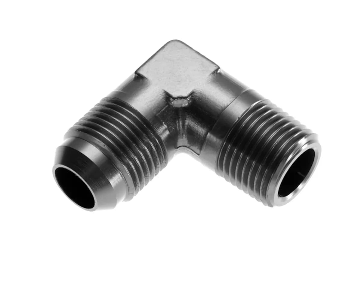 06 90 Degree Male Adapter to 06 (3/8) Npt Male Black