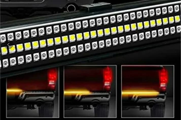 New - 60in Triple Row LED Truck Tailgate Light Bar 5-Function 3-Color Ip68 With Sequential Amber Turn Signals