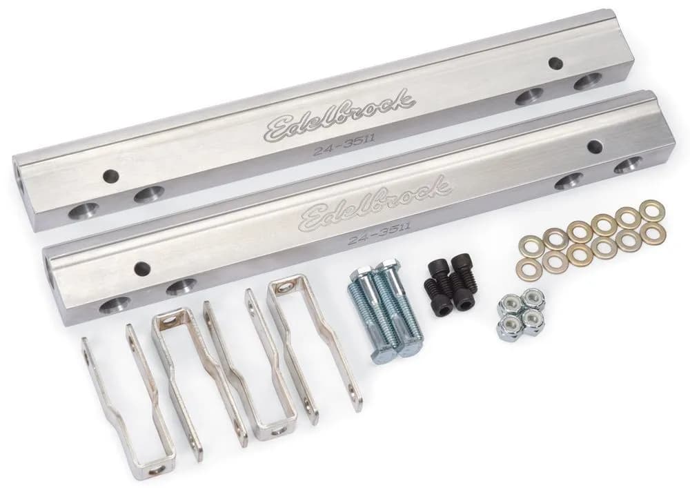 Edelbrock 3641 Fuel Rail Kit for Small-Block Chrysler 340/360 -6 AN in Clear Finish