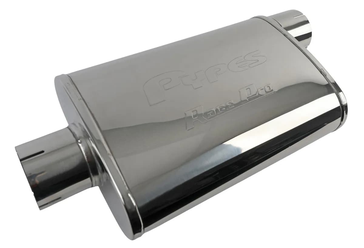 Race Pro Muffler 14 Inch Body 3 Inch Offset Inlet/Center Outlet 304 Stainless Pypes Performance Exhaust