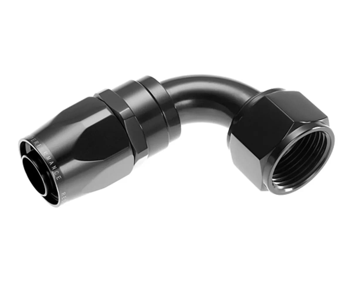 10 90 Degree Female Aluminum Hose End Black