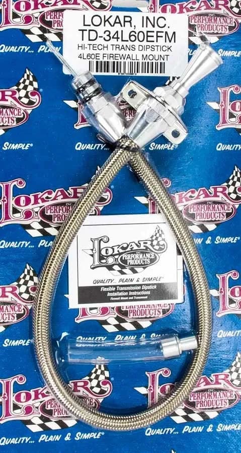 Hi-Tech Flexible Braided Transmission Dipstick; 24 in.; Firewall Mount; Incl. Flexible Inner Dipstick/Funnel Adapter/Braided Stainless Outer Housing; Stainless Steel Finish;