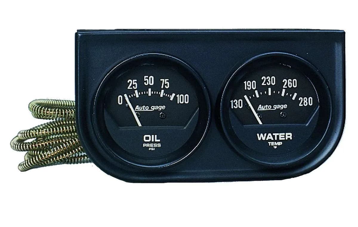 Autometer 2345 Gauge Console, Oilp/Wtmp, 2, 100psi/280?f, Blk Dial, Blk Bzl, Autogage