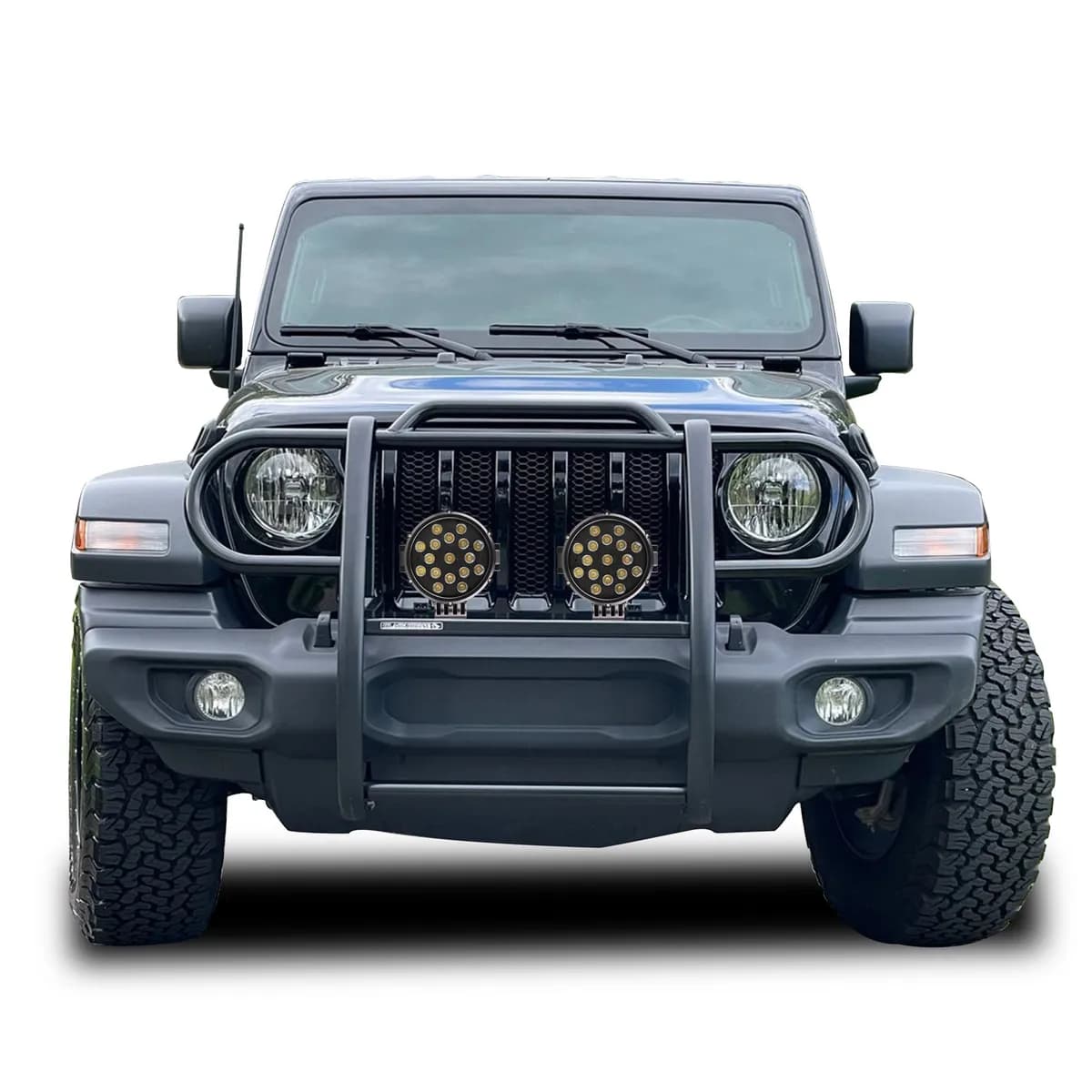 "Black Horse Grille Guard Kit w/7"" Black LEDs 18-23 JL/JT"