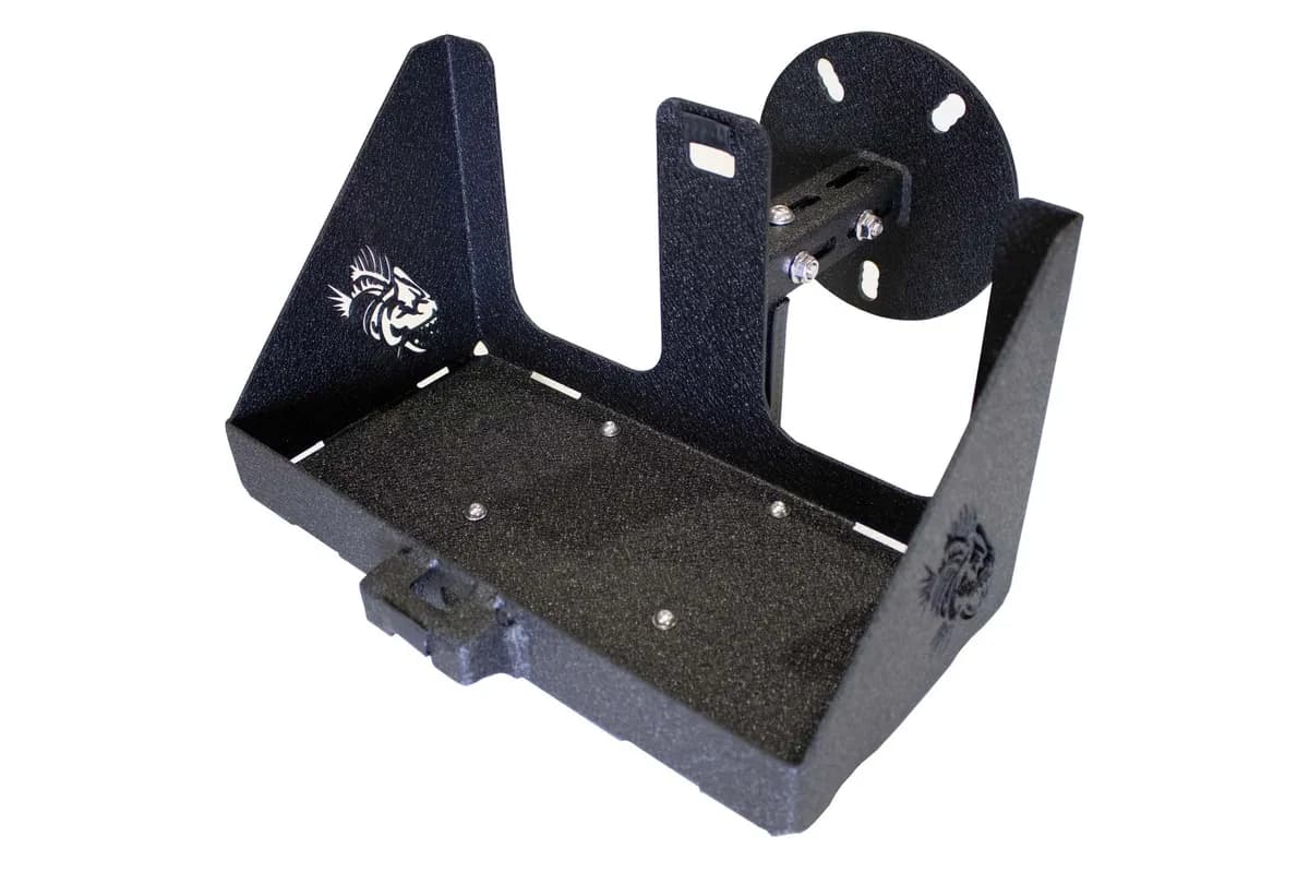 Comes with a 7 ft. black nylon ratchet strap, Stainless Steel Hardware