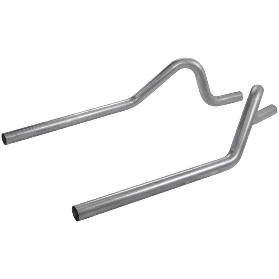 Tailpipes, 2.50" Mandrel Bent Tubing for 65-73 Ford Mustang (W/O Staggered Shocks) 67-73 Merc. Cougar, Under Valance Exit, 16 Gauge Aluminized Steel: 1 pr