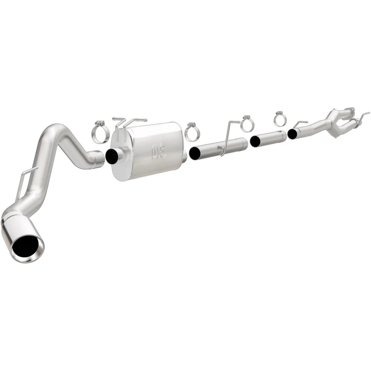 v8 6.2l; Extended/Crew Cab; 81.8in. Bed; Extended Cab; 98in. Bed5 x 8 x 22in. Muffler; 3.5in. Tubing; 5in. Polished Stainless Tip; Single Rear Side Exit Passenger Side