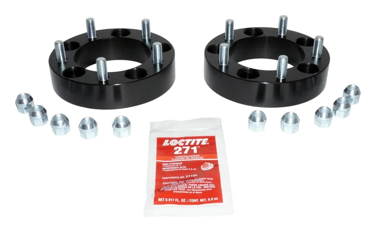 Black Wheel Spacer Set Set of 1-1/2" Thick Gloss Black Anodized Wheel Spacers For a 5 on 5.5" Bolt Pattern;includes 2 Wheel Spacers And 10 Nuts.