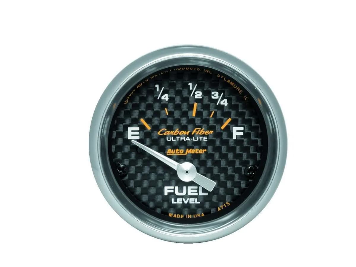 Gauge, Fuel Level, 2 1/16", 73OE to 10OF, Elec, Carbon Fiber