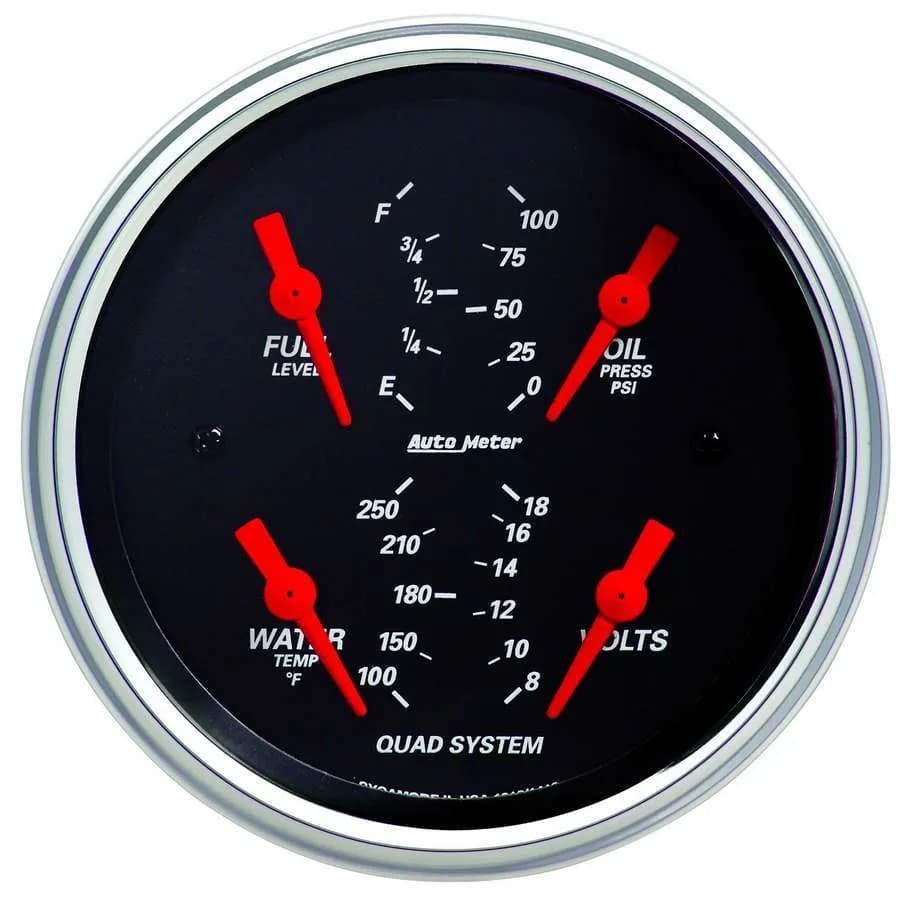 3-3/8 In. Quad Gauge, 100 Psi/100-250 Fahrenheit/8-18v/240-33 o, Designer Black