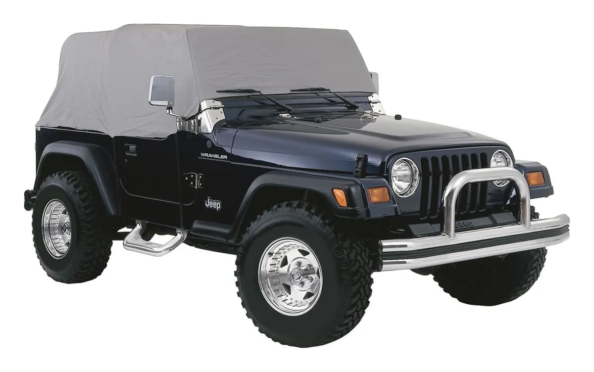 1992-1995 Wrangler YJ Grey; Water Resistant; Covers the top cab only 1997-2006 Wrangler TJ Grey; Water Resistant; Covers the top cab only