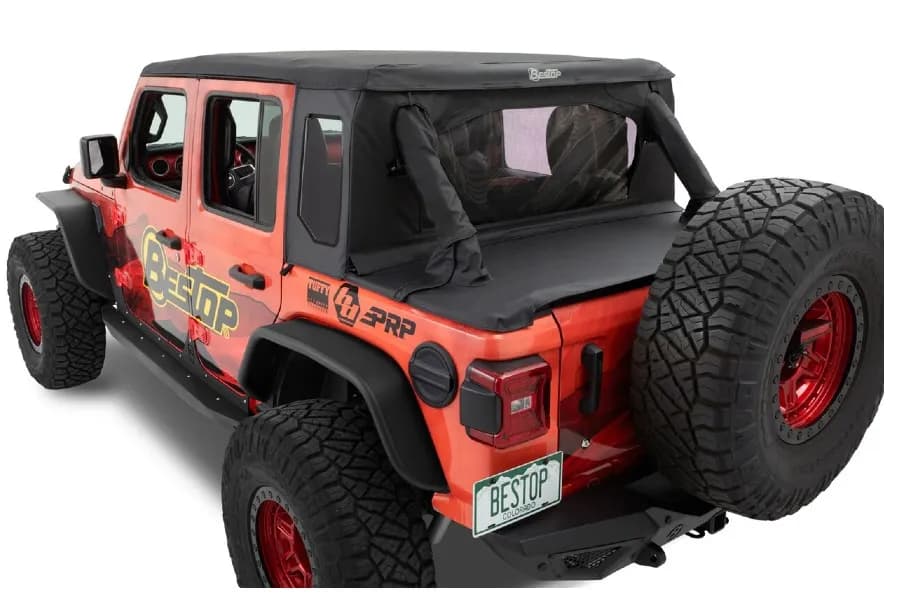 Jeep Wrangler Halftop Soft Top Conversion Kit For Jeep 2018-2023 Wrangler JL 4 Door Black Premium Twill Bestop