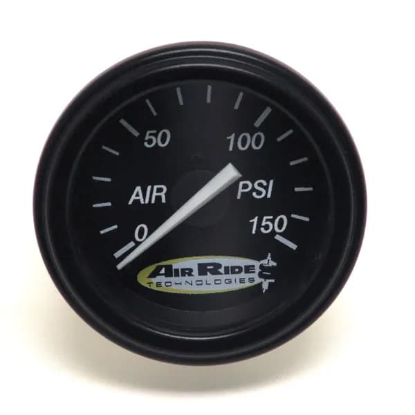 Ridetech 31960006 Air Pressure Gauge, Single Needle, Black Face - 150psi. Includes fittings.