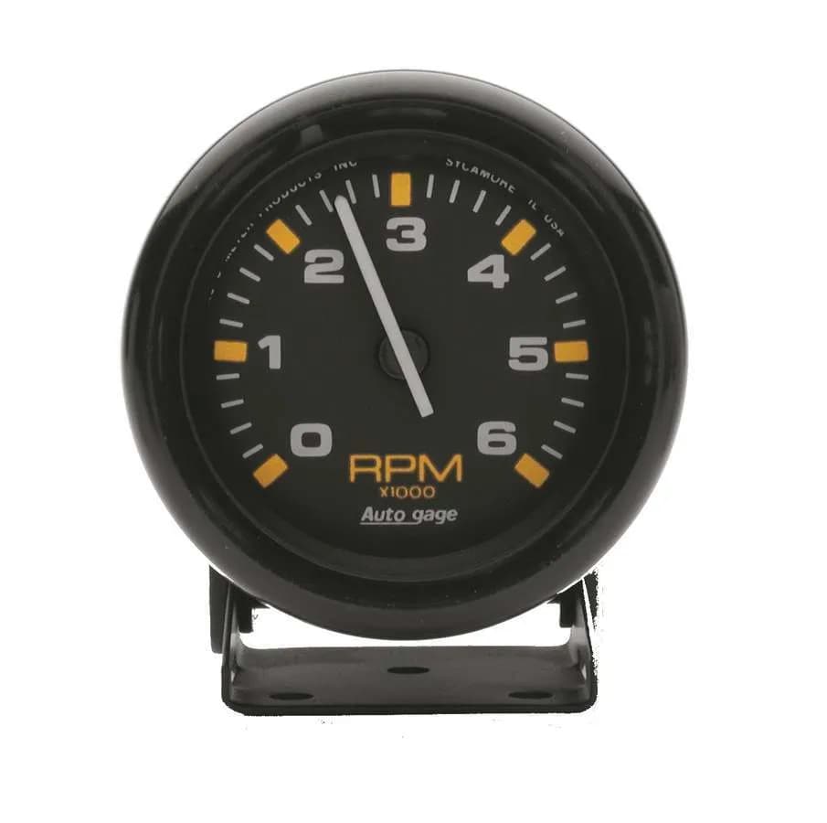 Gauge, Tachometer, 2 3/4", 6k RPM, Pedestal, Blk Dial Blk Case, AutoGage